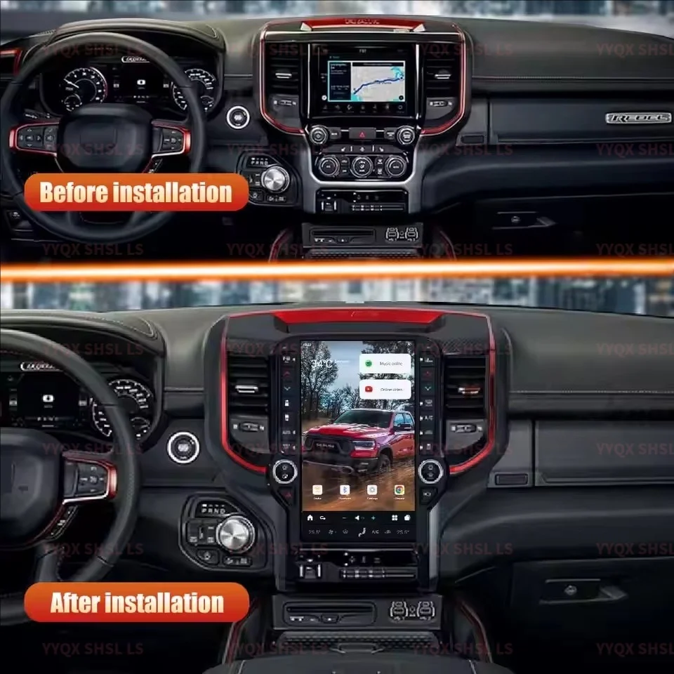 

LS 13.6" T-Style Car DVD Multimedia radio player Touch Screen For Dodge Ram 2019-2022 8g-128gb Head Unit GPs Navigation