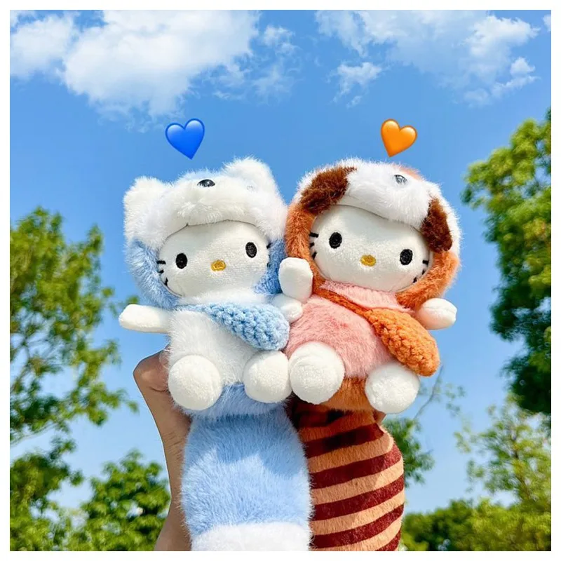 Anime Cartoon Little Raccoon Series Hellokittys Plush Toy Bag Decoration Pendant Kawaii Animals Doll Key Chain Children Gift