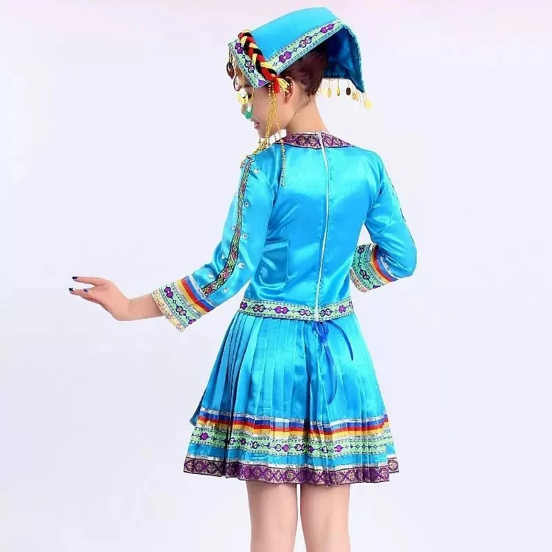 Roupas hmong para senhoras com chapéu, traje vermelho, roupas de manga comprida, desgaste do desempenho, chinês