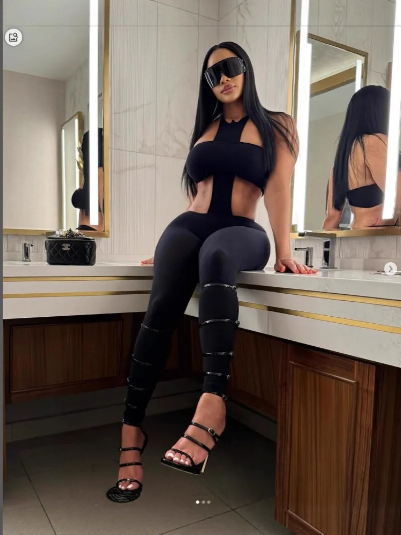 النادي الليلي سليم 2 قطعة مجموعة حمالة أنبوب + أكمام الرسن عارية الذراعين نحيل حللا Y2K الشارع الشهير وزرة المرأة مثير البدلة