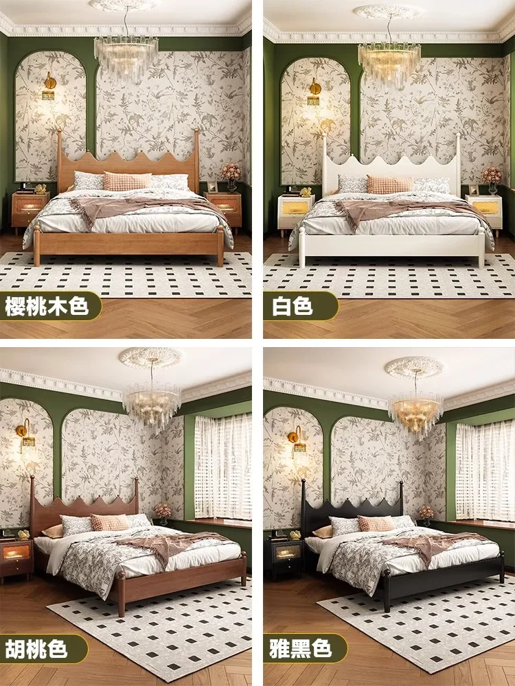 American solid wood double bed master bedroom 1 meter 8 big bed wedding bed luxury princess