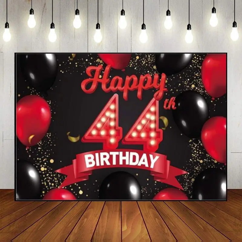 Happy 42th43th44th45th50th Birthday Background Custom Backdrop Route 66 Photography Colorful Photo Black and Gold Artistic Style