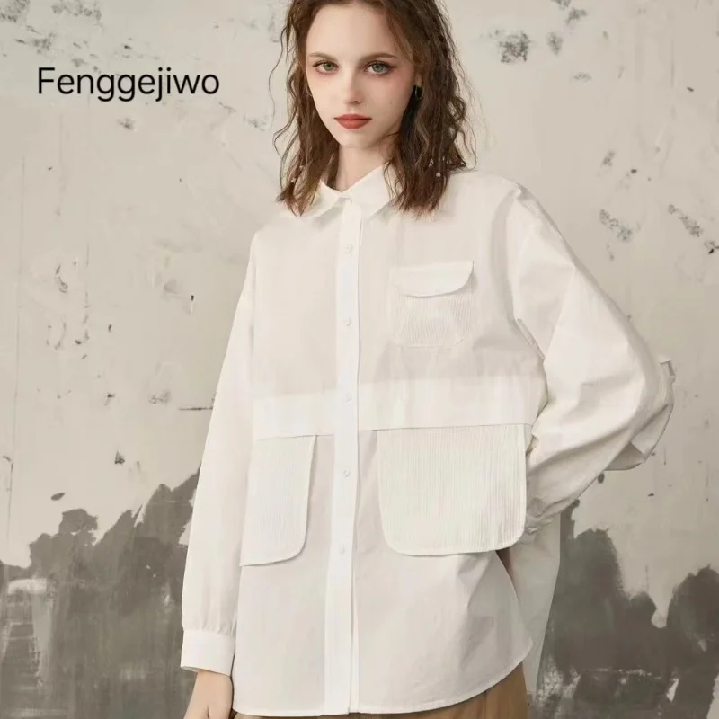 Fenggejiwo Women's Fashion Quiet Edition Shirt One Size Fit Slightly Loose