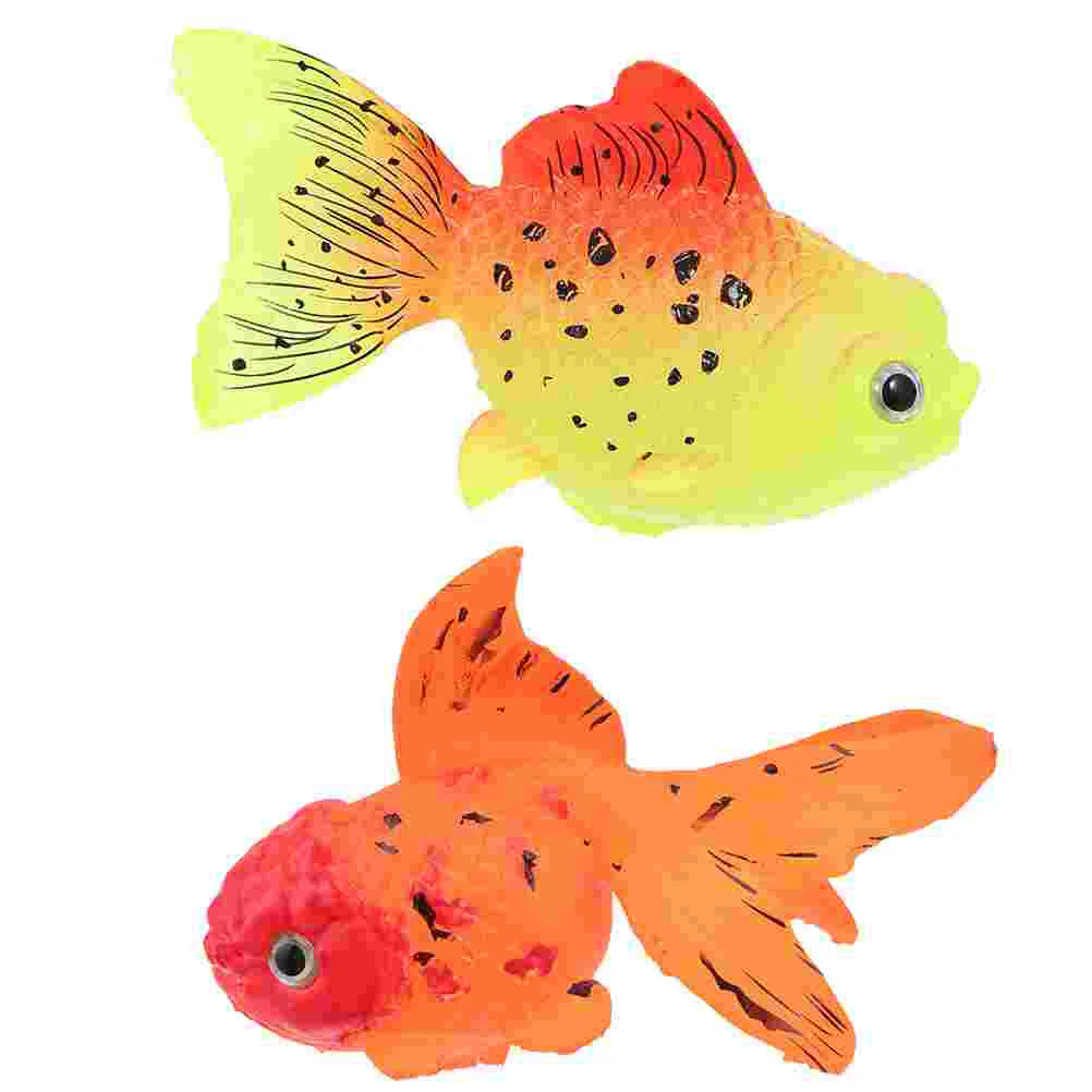 

2 Pcs Artificial Goldfish Simulated Decorative Large Aquarium Scenery Decoration Luminous Fake Silica Gel Kids Toy Statue