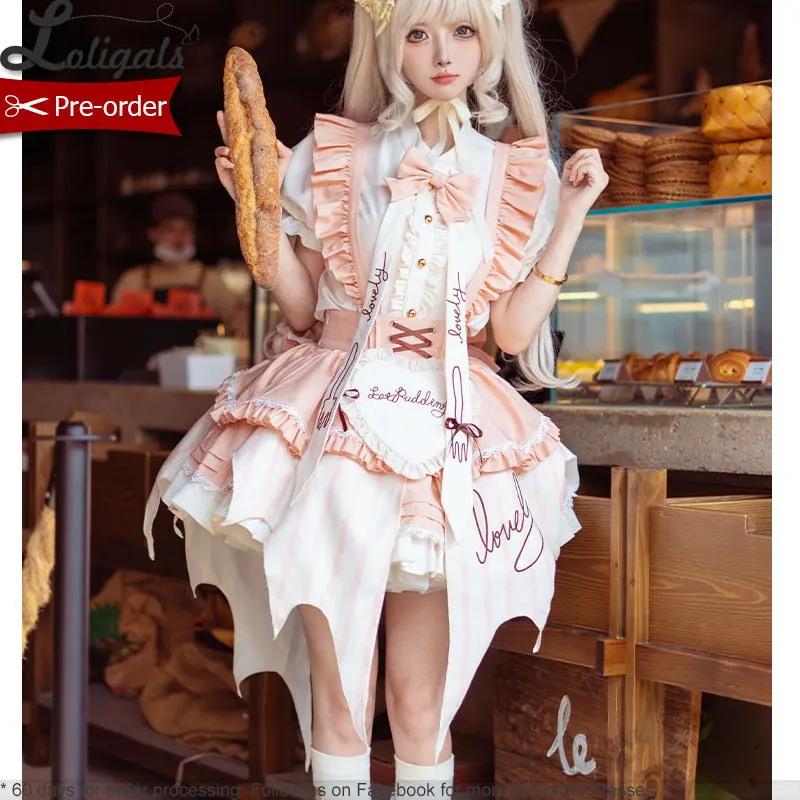 Pre-order ~ Cute Short Lolita Dress Sweet Asymmetrical Hem Mini Suspender Skirt ~ Lovely Pudding by Ocelot