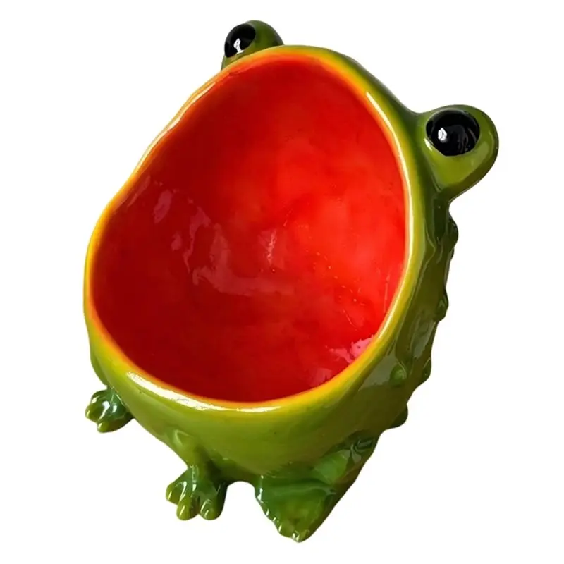 PORK-Resin Frog Jewelry Bowl Decorative Vanity Catchall Rings For Desk Shelf Decor Organizer