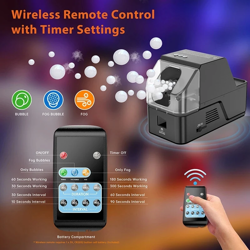 3-in-1 Bubble Fog Machine 400W Smoke Maker with Wireless Remote Control, Fog & Bubbles for Party Wedding Stage Effects