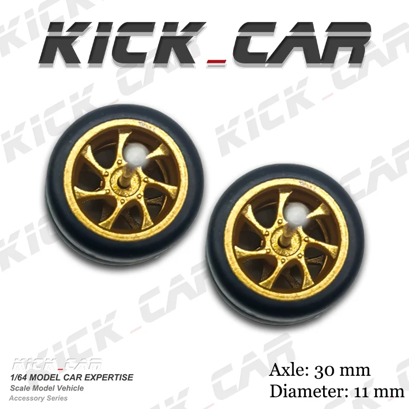 Kickcar  1/64  Wheels  Rubber Tires Spoke BasicDetail-up Modified Kit for 1:64 Hotwheels Model Car Toy Wheel Kit