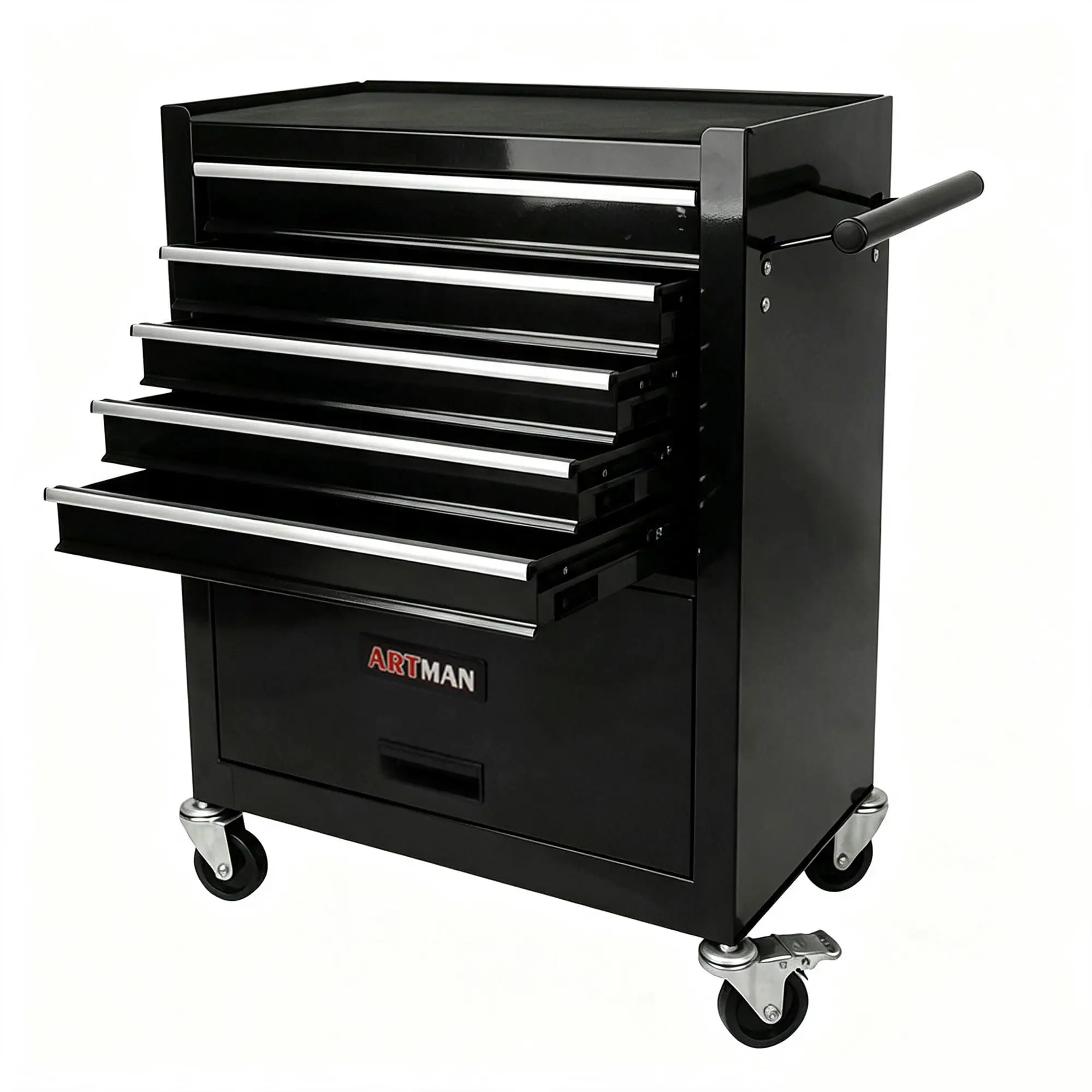 4 Drawer Rolling Tool Cart with Wheels, Heavy Duty Steel Tool Chest Cabinet, Mobile Garage Storage Organizer, Ball