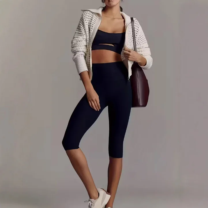 معطف نسائي جديد غير رسمي بسحاب منسوج مجوف لعام 2025