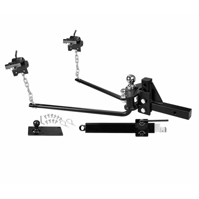 1000lb Steel Weight Distribution Hitch Kit with Friction Sway Controls Manually Adjusted Ready to Tow Pre Installed Hitch Ball N