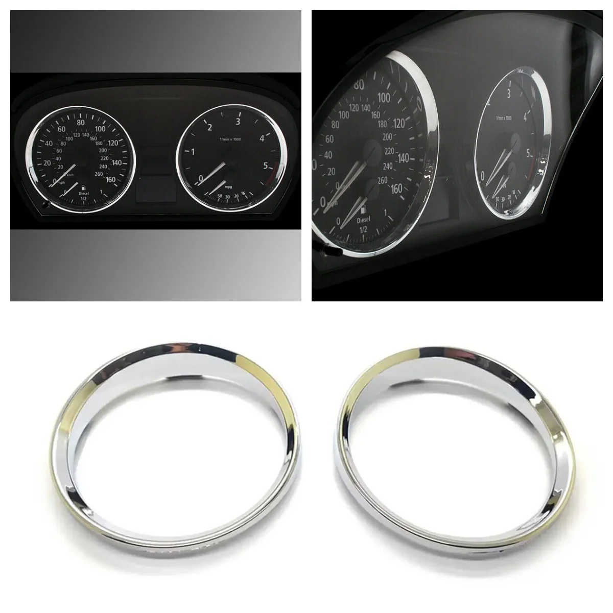 Shining Chrome Speedometer Dial Gauge Rings Bezel Trim M3 Style Design For BMW E90 E91 E92 E93 M3 VDO Tacho