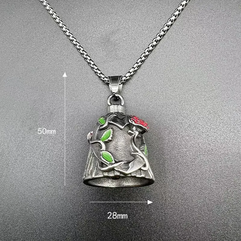 Stainless steel retro polished double-sided drop adhesive rose motorcycle riding lucky bell