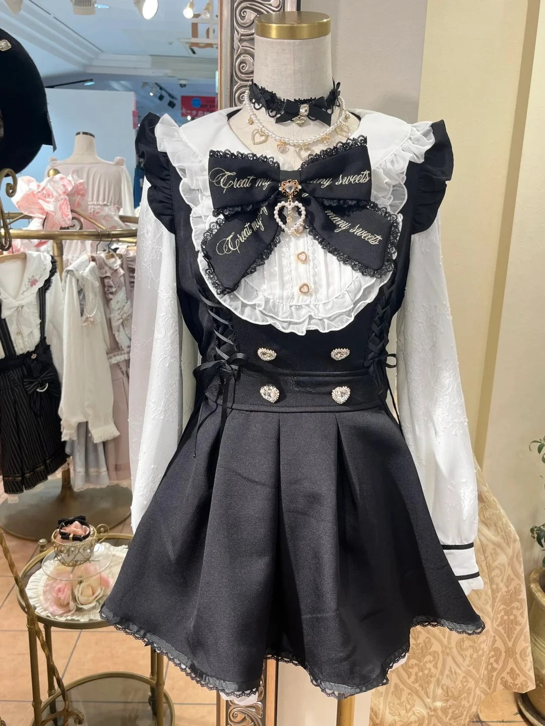 

Y2k Эстетика Винтажное платье с бантом и шортами Женский комплект в готическом стиле Лолиты с длинным рукавом Платье-рубашка Японское элегантное праздничное платье Костюмы