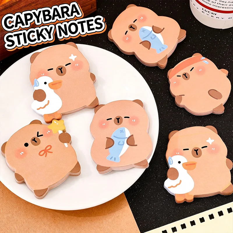 Kawaii Capybara Sticky Notes  Cartoon Animal Sea Lion Shaped Memo Pad, Cute Panda Penguin Self-Adhesive  Note Paper MessageNote