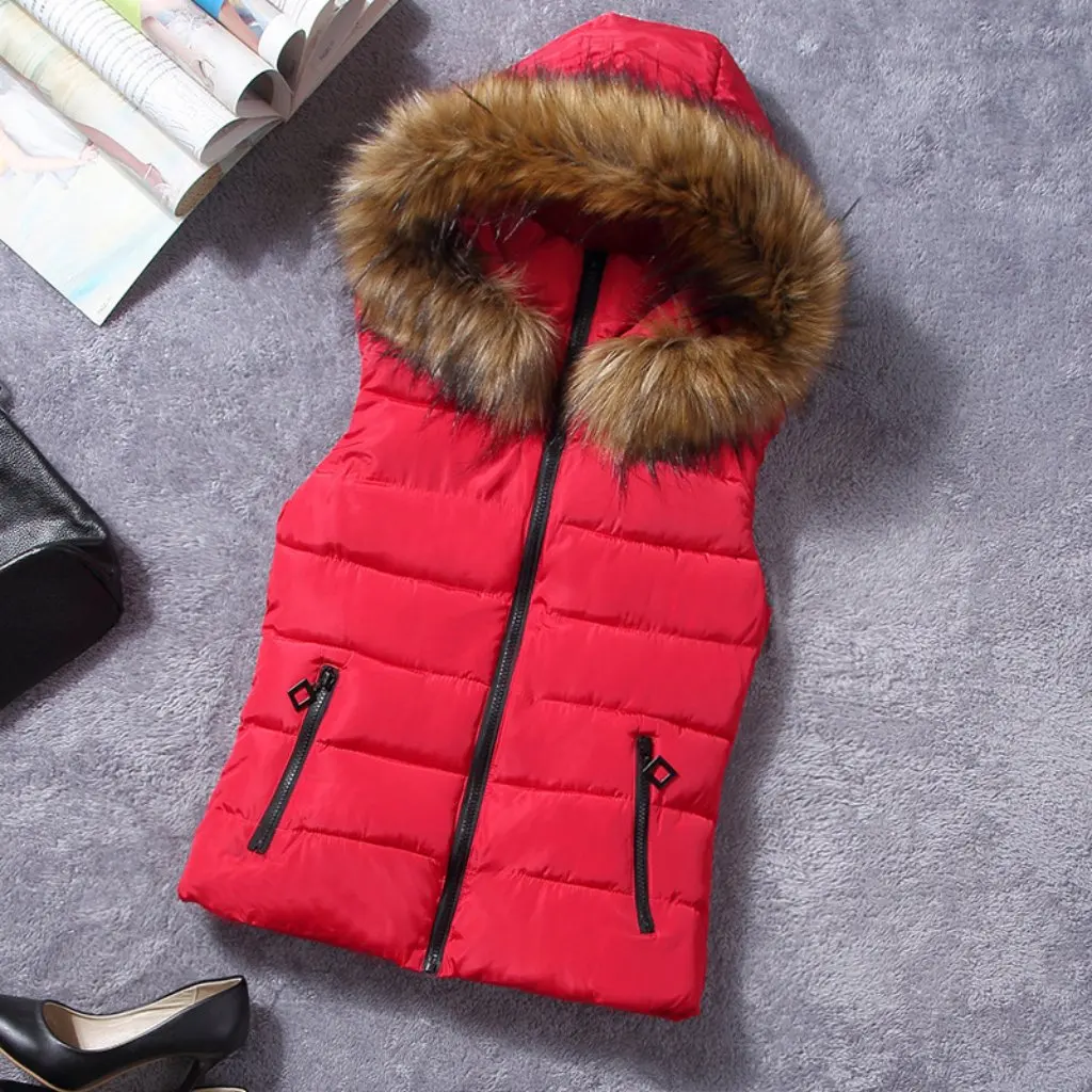 

Women's Hooded Vest Autumn Winter down Cotton Vest Warm Fashionable Outerwear for Ladies
