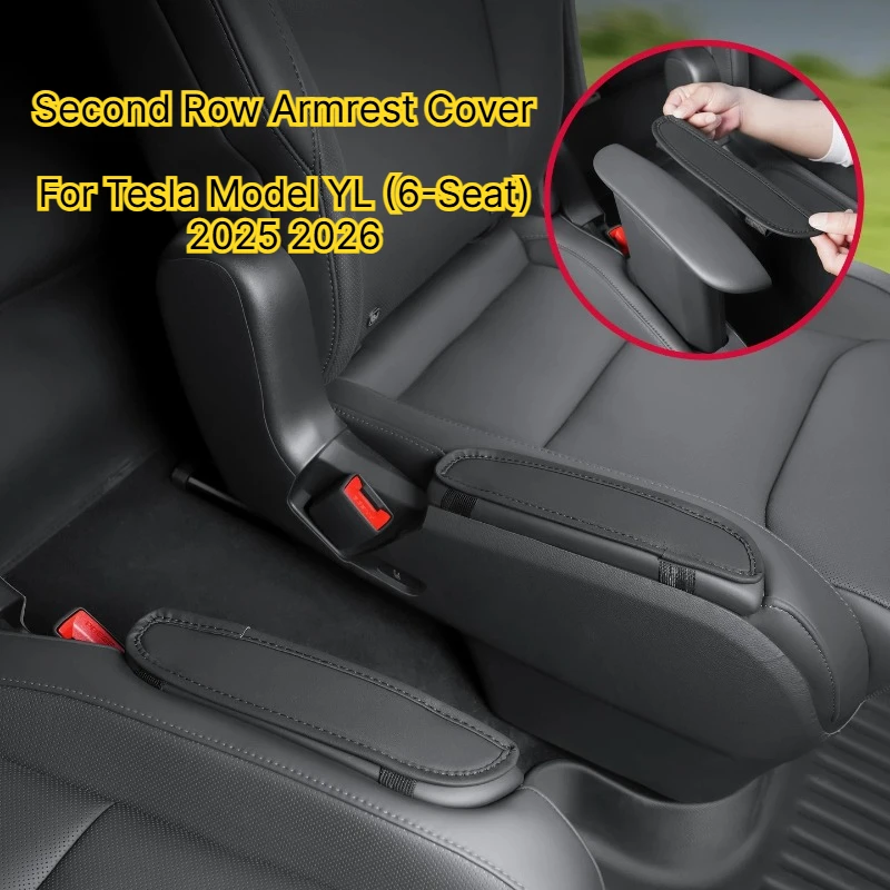 Second Row Armrest Cover for Tesla Model Y L 2026 LWB Rear Passenger Seat Arm Rest PU Leather Cap Refurbish Protector 1 Pair