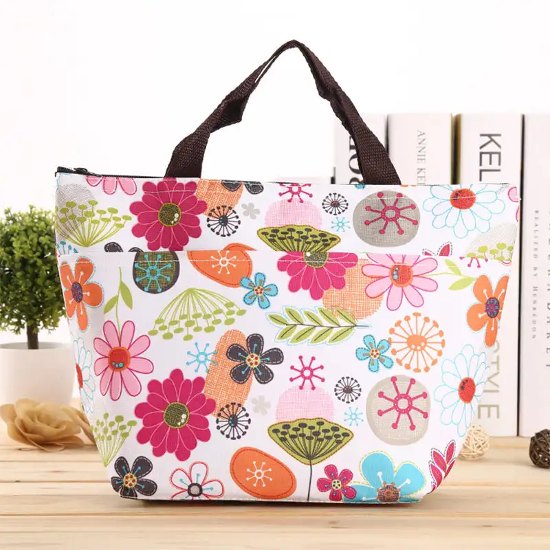 

Printed Insulated Lunch Bag for Women Large Capacity Handbag Picnic Drinks Lunch Box Storage Bag Portable Lunch Pouch