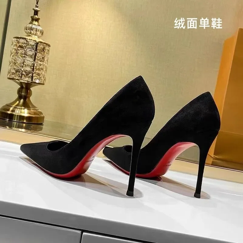 2025Sexy Red Bottom High Heels for  Women  Stiletto Pointed Toe Shoes  banquet Party Shoes