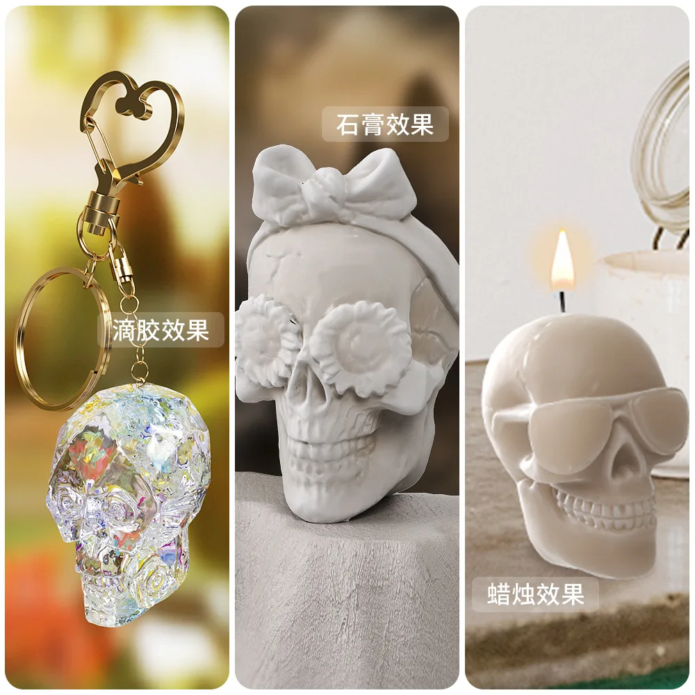 Halloween Skeleton Pendant Keychain Air Outlet Clip Silicone Mold DIY Candle Aromatherapy Gypsum Home Decoration Tool