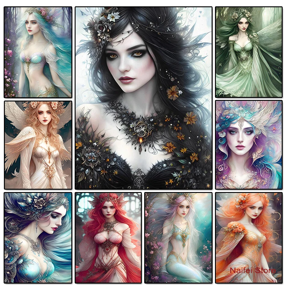 Diamond Painting Goddess of Love Full Round Square Diamond Mosaic Embroidery Fantasy Fairy Girl Cross Stitch Kit Home Decoration