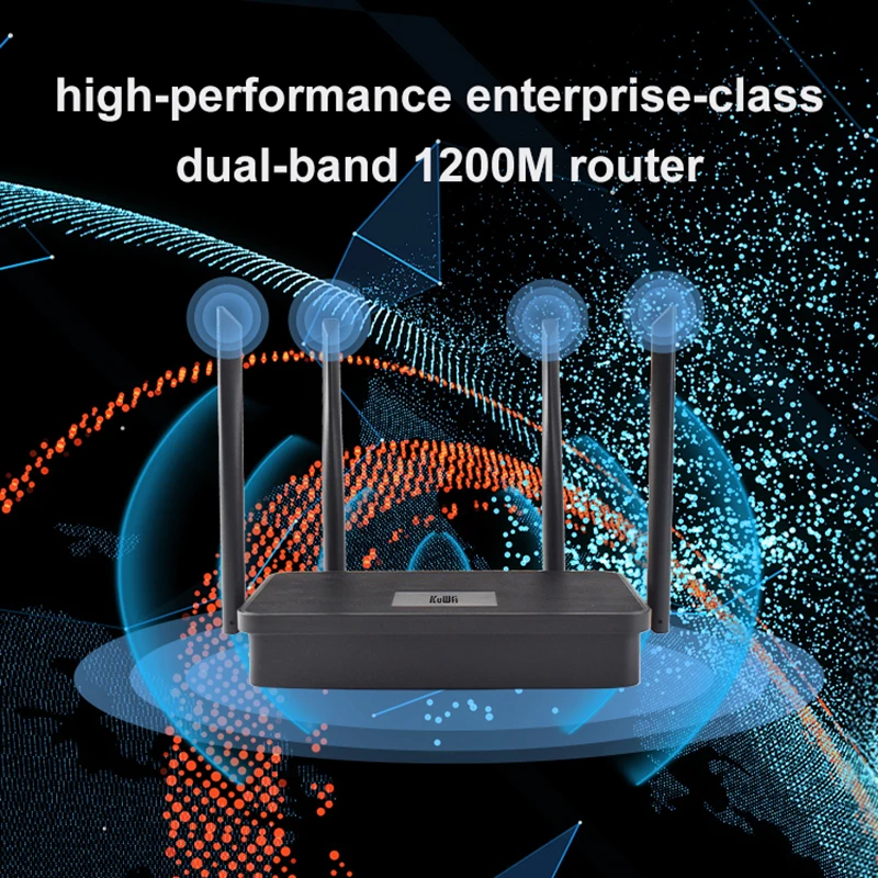 KuWFi AC1200 Wifi Router High Performance 1200Mbps Dual Band 2.4G&5GHz Smart Home Wireless Router 4 Antennas for Network