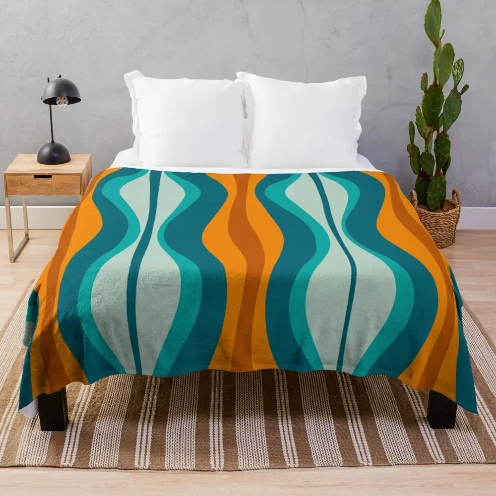 

Hourglass Abstract Midcentury Modern Pattern in Orange, Rust, Aqua, Turquoise, and Teal Throw Blanket Softest Blankets