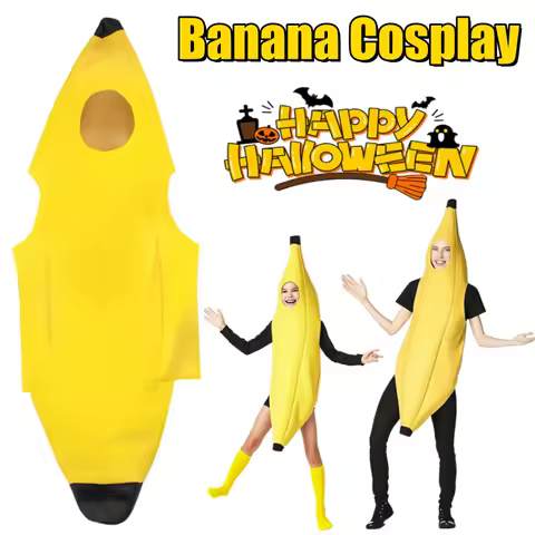 Adult Kids Halloween Prank Banana Costume Funny Fruit Banana Carnival Stage Performance Party Outfit For Halloween Festivities