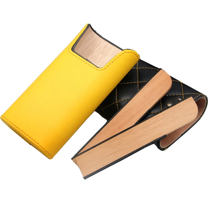 Leather Cigar Case 3 Fingers Cigar Holder Travel Cigar Humidor Cedar Wood Linned Mini Cigar Box Best Smoking Accessory for Tool