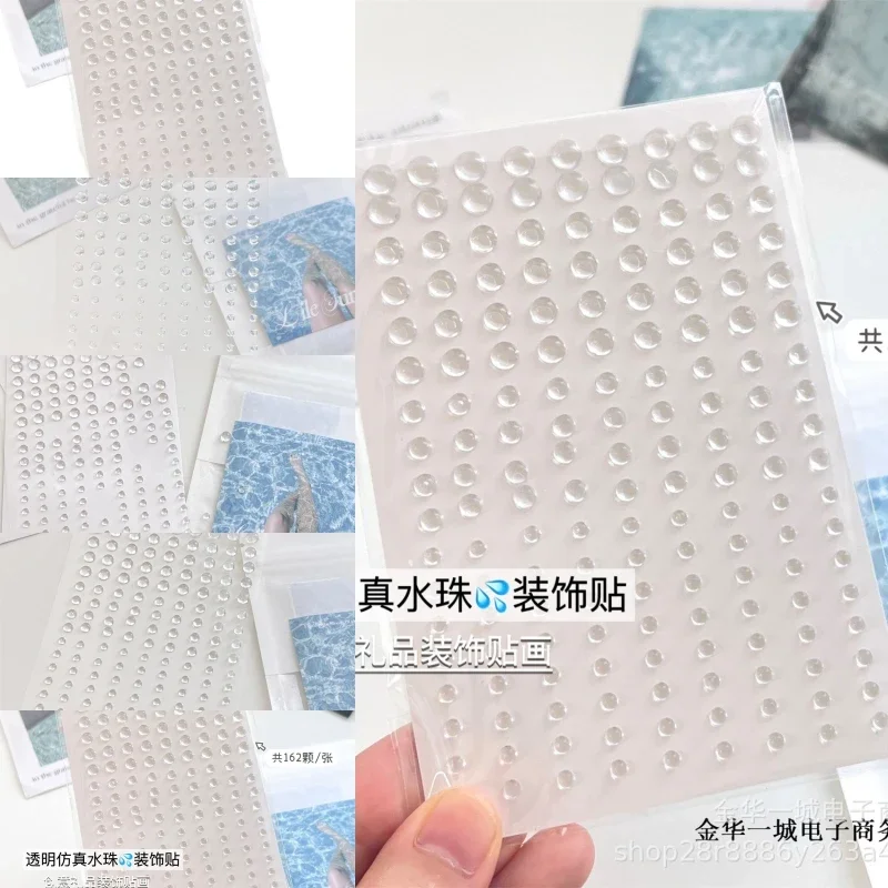 

162pcs Transparent Water Beads Stickers for Phone Case Scrapbook Journal Photocards DIY Decoration Material Patch Craft