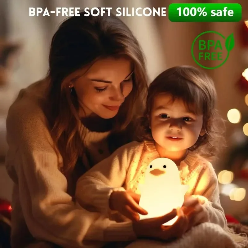 Pato creativo y divertido de silicona, luz nocturna pequeña, decoración de escritorio, luz de ambiente, carga USB, luz de dormitorio para niños