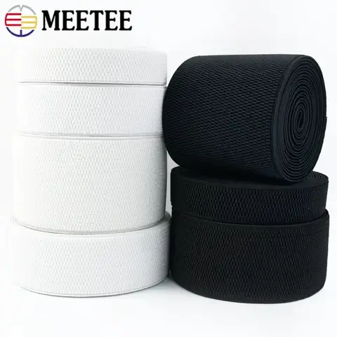 3/5M Meetee 2.5-10cm Black Elastic Bands Stretch Rubber Webbing Tapes for Skirt Waistband Belt DIY Clothing Sewing Accessories