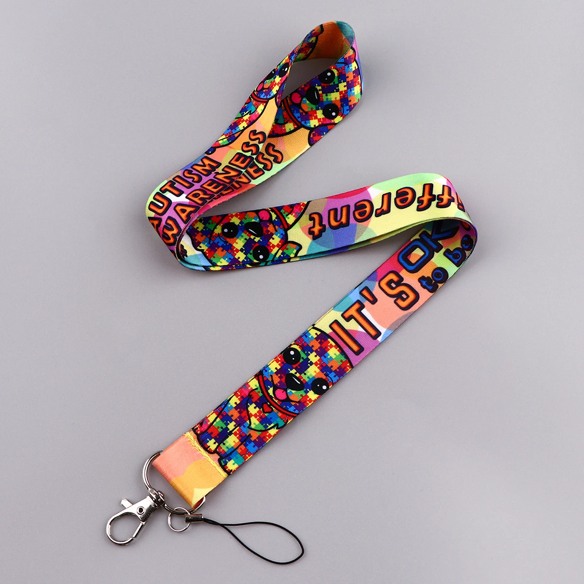 حامل شارة الهوية أحزمة الرقبة للتوعية بالتوحد ، سلسلة مفاتيح الحبل ، حبل تعليق ، حلقة مفاتيح ، ملحقات الهاتف ، لا بأس في أن يكون ديفين #1