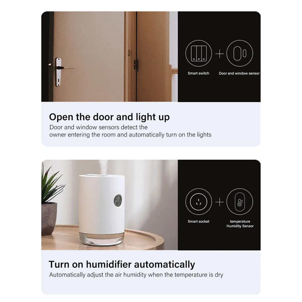 For Zigbee Smart Temperature and Humidity Detector 4PCS Indoor Wireless Sensors with Voice Activation and Data Export Features