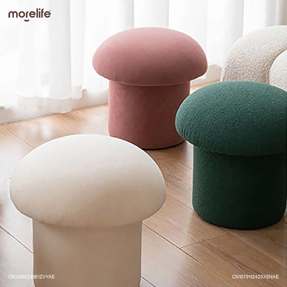 Nordic Cute Mushroom Designer Footstool Ottoman Dressing Makeup Stools Shoe Changing Stool Pouf Soft Small Bench Home Furniture