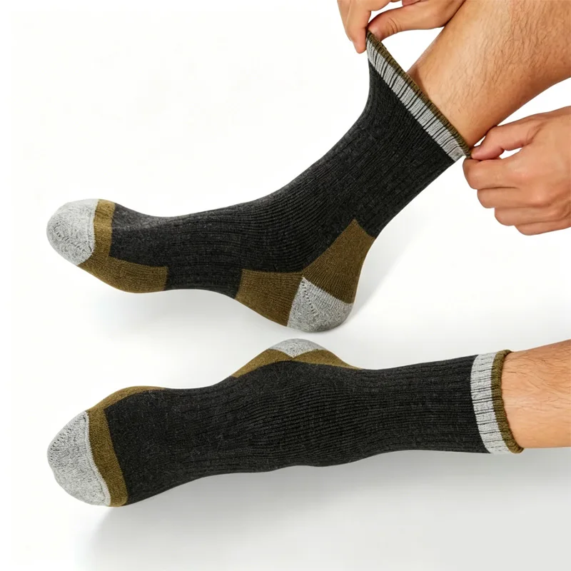 Color blocking patch style wool mid tube socks with soft thick lining for warmth Winter socks are suitable daily wear matching