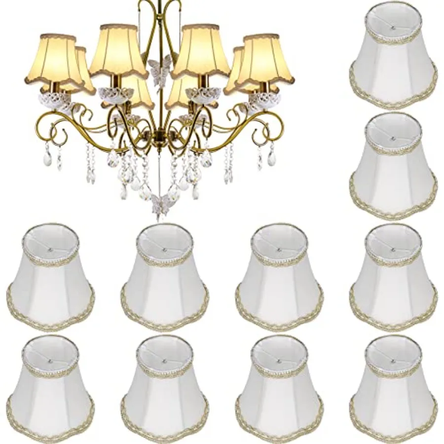 

10 Pcs Shades for Chandeliers European Small Lamp Shade Chandelier Clip on Fabric Drum Lamp Mini Rustic Light Cover for Table C
