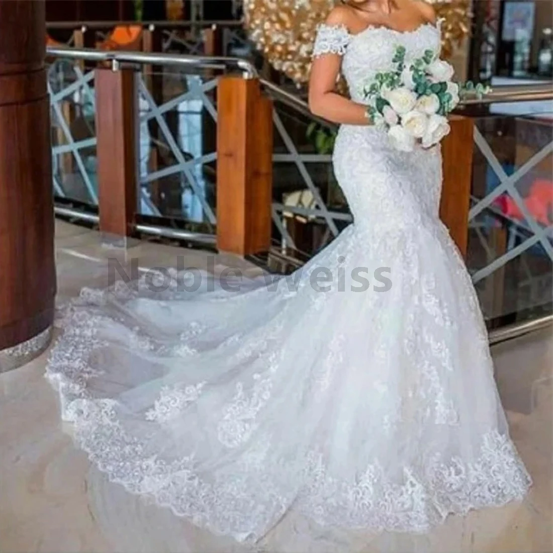 Schatz, schulterfrei, Meerjungfrau-Hochzeitskleid, Spitzenapplikationen, Brautkleid, individuell anpassbar