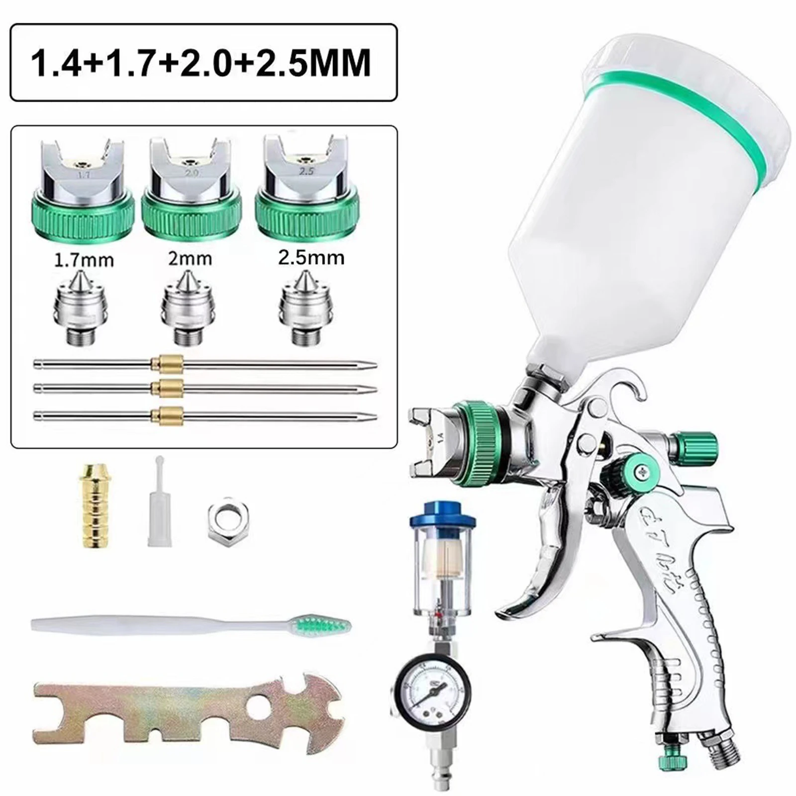 

HVLP Professional Spray Gun 1.4/1.7/2.0/2.5mm Steel Nozzle Gravity Spray Gun Portable Car Paint Spray Gun DIY Spray Paint Kit