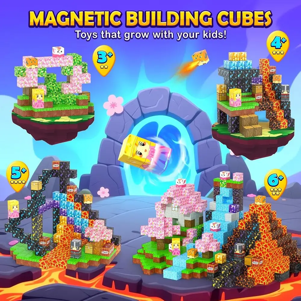 자석 블록 세트 - 154개 조각 STEM 장난감, 창의적 놀이를 위한 자석 큐브, 3세 이상
