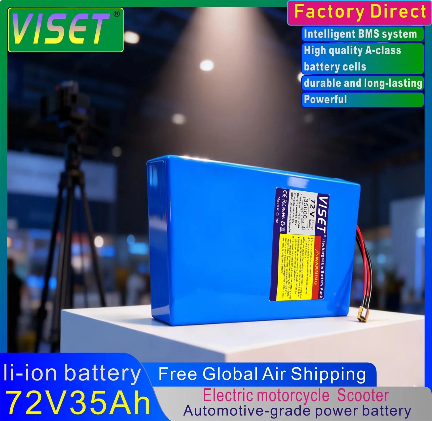 

New18650 72V 35Ah Lithium-ion Battery with Built-in BMS 250-3000W High-power Battery EScooter Ebike Battery Pack Charger