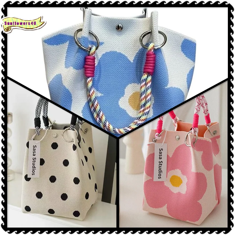 Versatile 2026 Cute Knitted Handbag with Magnetic Snap for Fashion Enthusiasts