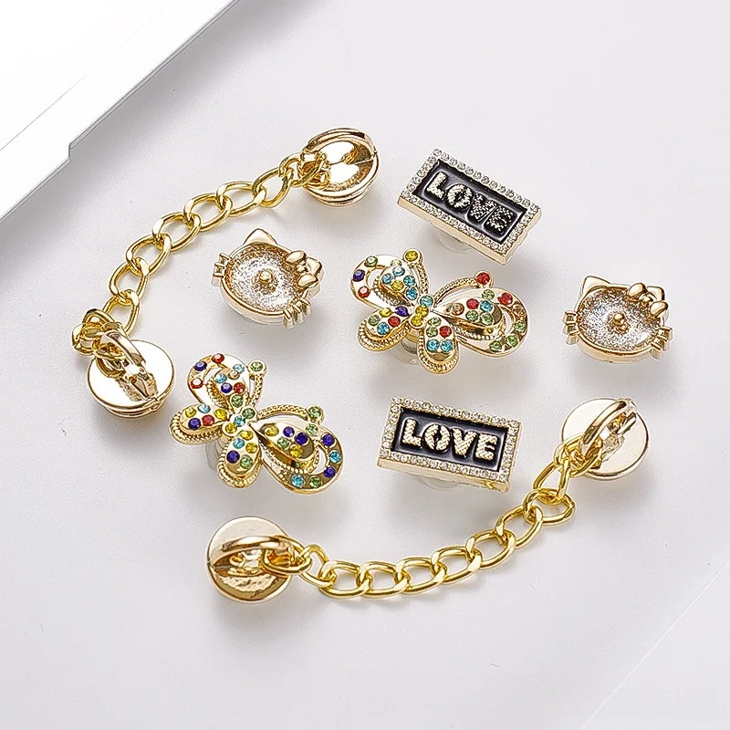 

8Pcs Bling Shoes Charms Diamond Jewelry Shoe Decoration with Chains Accessories for Girls Women Designer Luxury For Womwn Girl