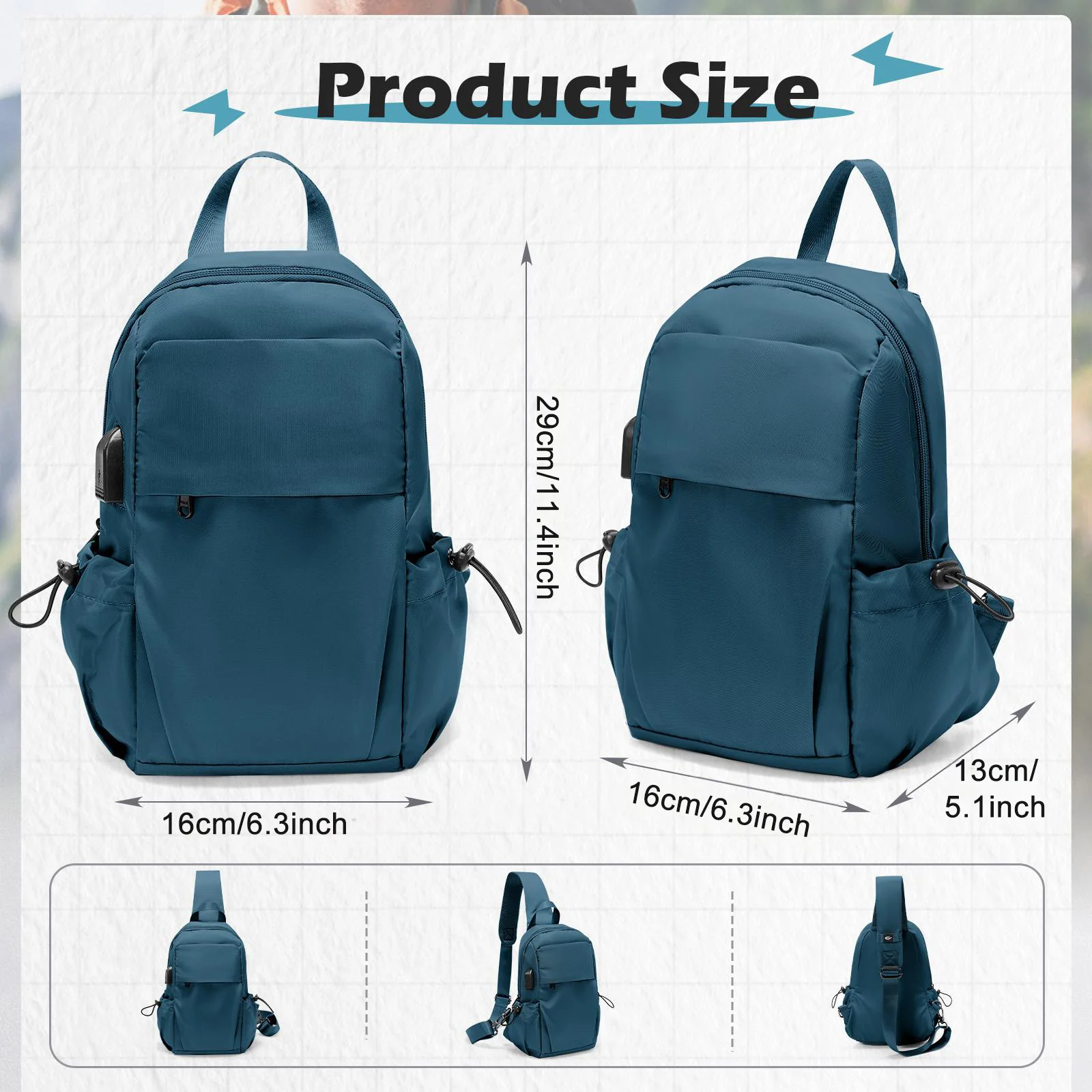 Bolso cruzado para hombre, mochila cruzada para deportes al aire libre, bolso cruzado para ciclismo, bolso de pecho para hombre, bolso de fitness para viaje