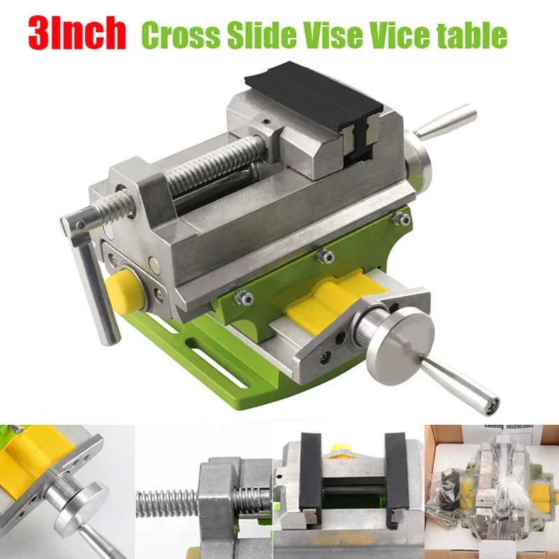 

3 Inch Cross Slide Vise Vice Table Compound Table Worktable Bench Alunimun Alloy Body for Milling Drilling