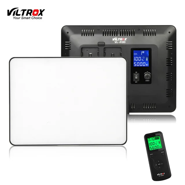 Viltrox VL-200 Pro Wireless Remote LED Video Studio Light Lamp Slim Bi-Color Dimmable + AC Power Adapter for