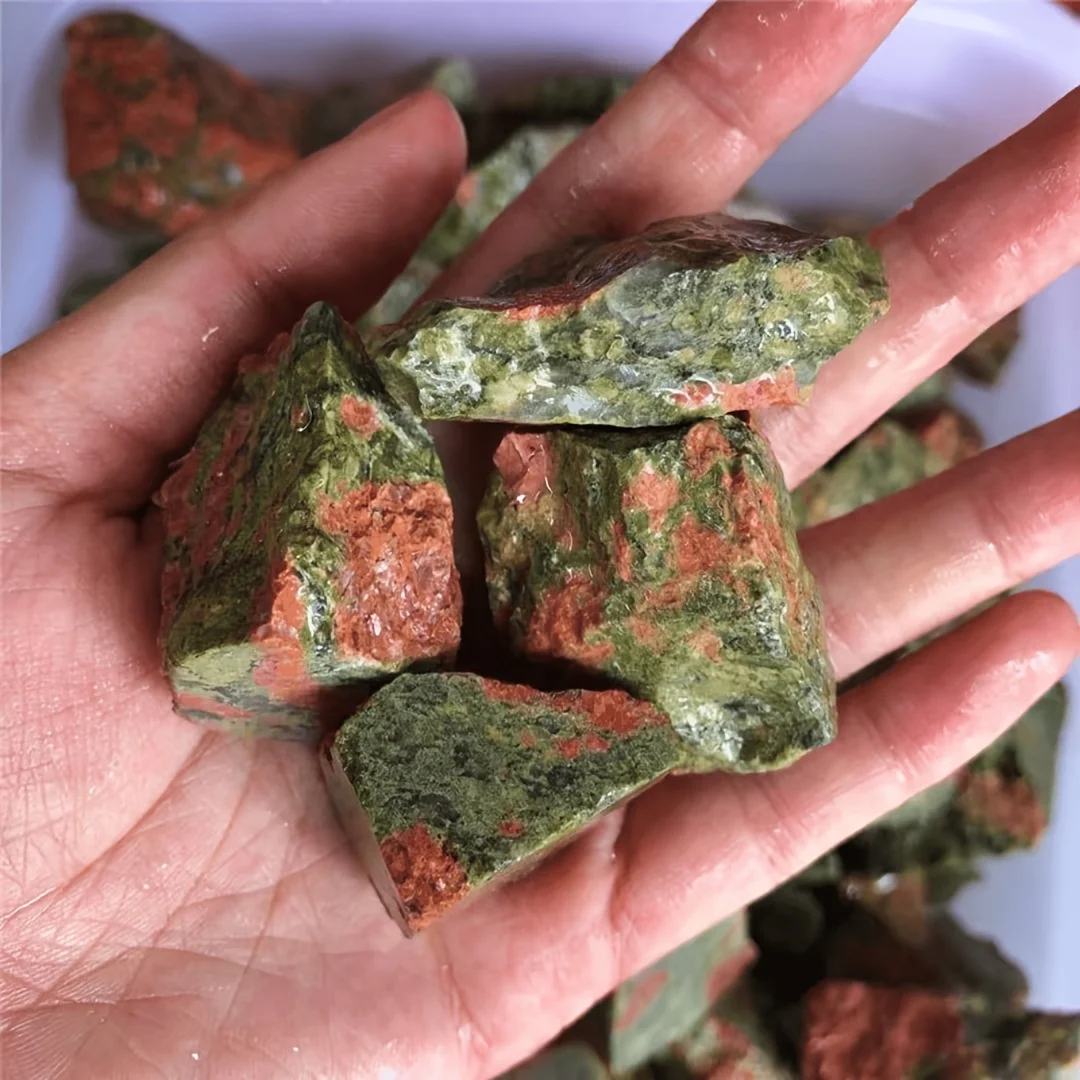 Natural Unakite Rough Stones Bulk - Bohemian Raw Crystal Suitable for Home & Decor, Natural Red & Green Mineral Specimen