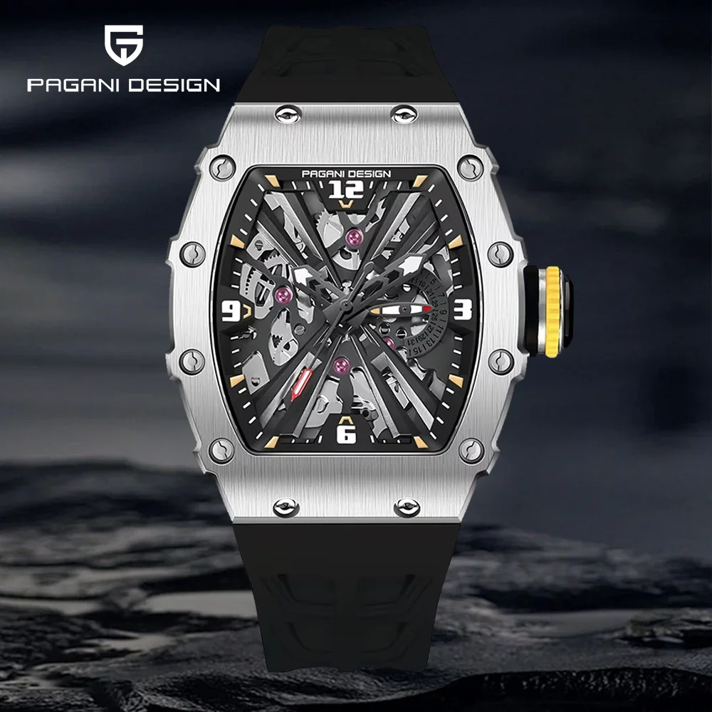 

PAGANI DESIGN Original 42MM Men's Quartz Watches VH65 Skeleton Dial 100M Waterproof Sport Rectangle Sapphire Glass Watch for Men