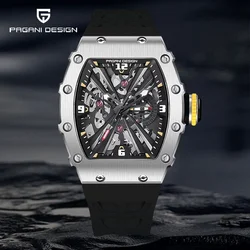 PAGANI DESIGN Original 42MM Men's Quartz Watches VH65 Skeleton Dial 100M Waterproof Sport Rectangle Sapphire Glass Watch for Men