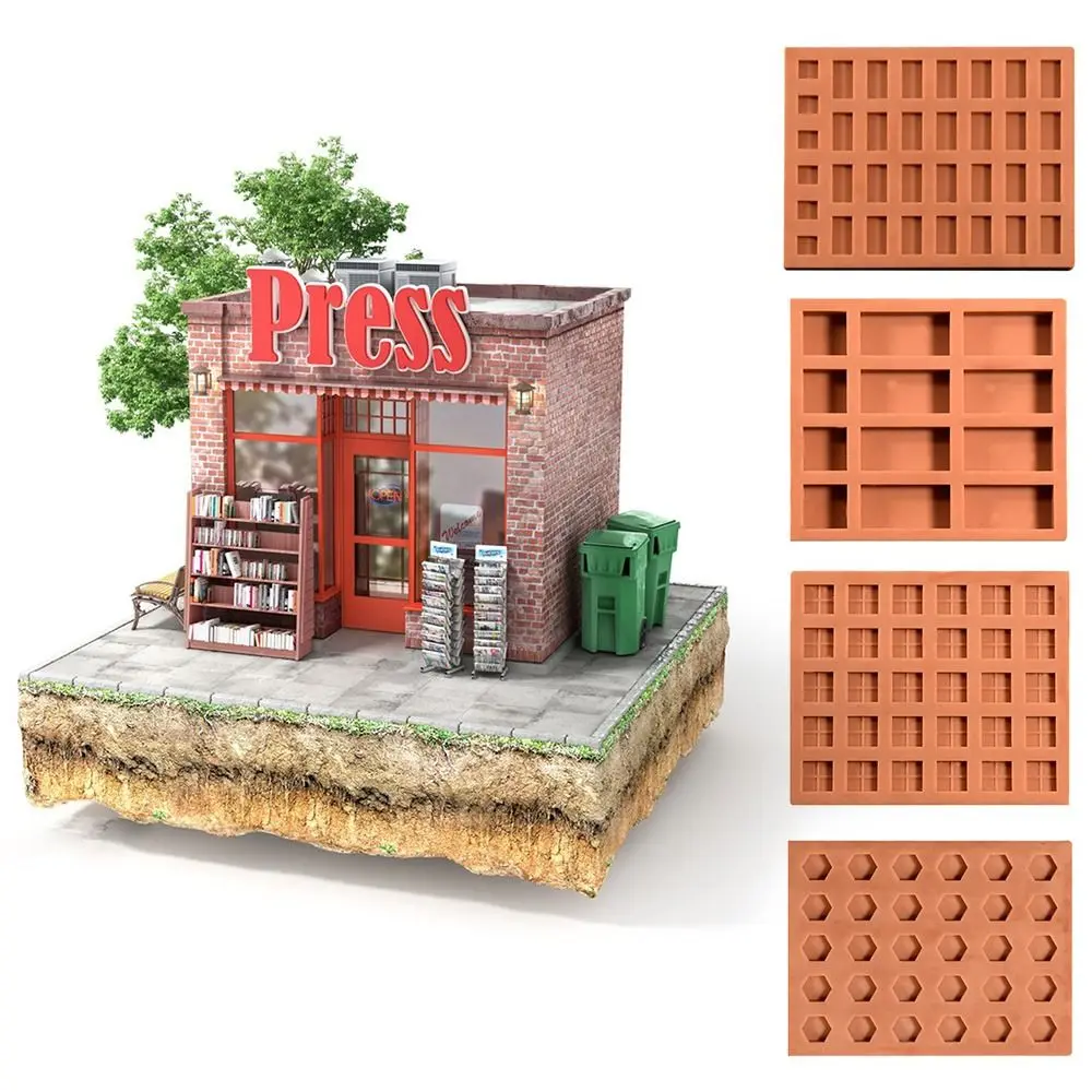 Red Mini Brick Silicone Mold Building Making Construction Material Miniature Brick Mold DIY Accessories Handmade House